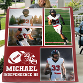 Personalized American Football Blanket - Custom Team Colors & Jersey - Gift for Athlete, Sports Lover