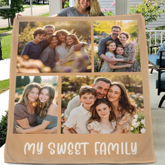 Custom Family Photo Blanket - Personalized Picture And Text - Photos Collage Family Gifts