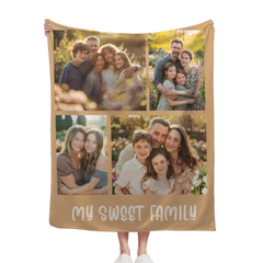 Custom Family Photo Blanket - Personalized Picture And Text - Photos Collage Family Gifts
