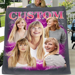 Customized Photo Blanket - Personalized Photo And Title - Memento Gift For Girlfriend,Boyfriend,Friend