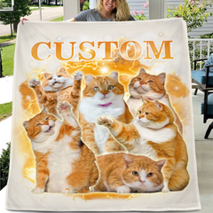 Custom Pet Photo Blanket, Personalized Photo And Title - Gifts For Pet Lovers