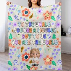 You Are the World Quote Custom Blanket - Personalized Cartoon Character Images and Names - Warm Gift