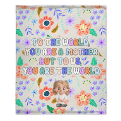 You Are the World Quote Custom Blanket - Personalized Cartoon Character Images and Names - Warm Gift