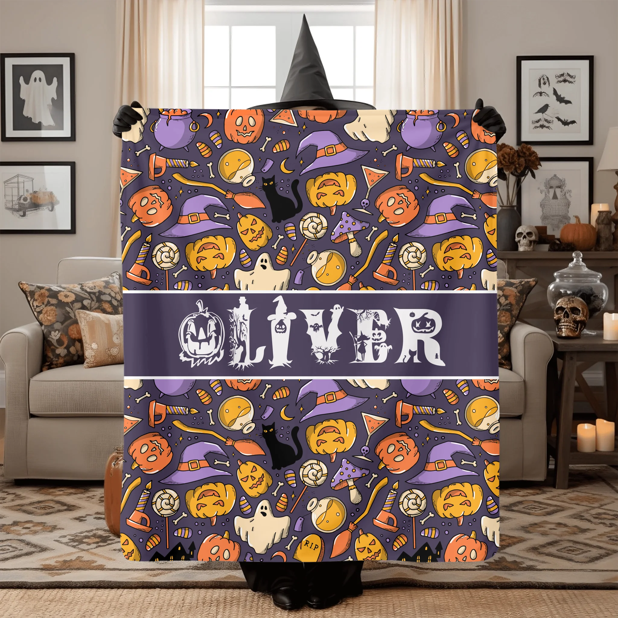 Halloween blanket mockup