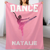Customized Multicolor Ballet Dancing Silhouette Soft Throw Blanket - Personalized Color And Name - Gift for Dancers
