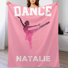 Customized Multicolor Ballet Dancing Silhouette Soft Throw Blanket - Personalized Color And Name - Gift for Dancers