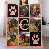Customized Multicolor Paw Print Memorial Throw Blanket- Personalized Photos And Name - Gift for Pet Owners