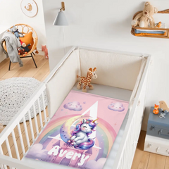 Customized Rainbow Unicorn Kids Blanket - Personalized Initial and Name - Magical Gift For Kids