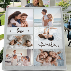 Personalized Family Photo Collage Blanket Custom Picture Throw Gift for Couples and Parents