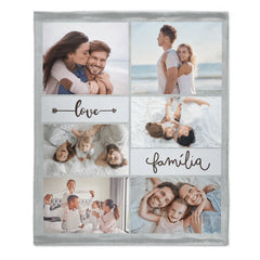 Personalized Family Photo Collage Blanket Custom Picture Throw Gift for Couples and Parents