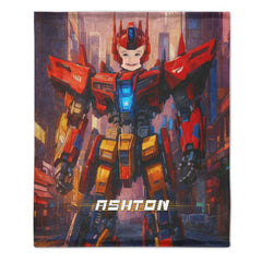 Custom Robot Blanket - Personalized Face Photo Transformer Throw Blanket - Gift for Kids Boys
