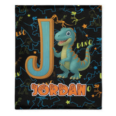 Custom Dinosaur Alphabet Blanket – Personalized Kids Name Initial Throw – Gift for Boys & Girls - SDG