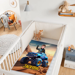 Livraison gratuite✈️Couverture de camion personnalisée avec photo du nom du garçon, cadeau personnalisé pour enfants