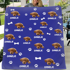 Personalized Name Picture Custom Pet Memorial Blanket - Personalized Custom Pet Photo Names - Gifts for Dog Lovers
