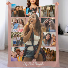 Customized Photo Collage Blanket - Personalized Title and Photos - Birthday Gift
