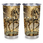 Customized Loving Horse Thermos Cup - Personalized Name - Gift For Horse Lovers