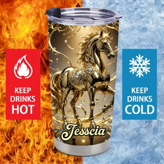 Customized Loving Horse Thermos Cup - Personalized Name - Gift For Horse Lovers