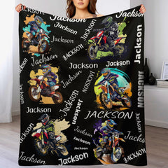 Livraison gratuite✈️Couverture personnalisée avec nom de motocross pour enfants