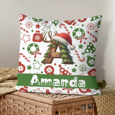 Christmas Customized Throw Pillow - Personalized Initial and Name - Exquisite Christmas Gift
