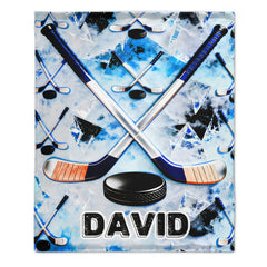 Customized Ice Hockey Themed Blanket - Personalized Name - Gift For Ice Hockey Lovers, Players