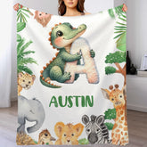 Custom Animal Alphabet Blanket – Personalized Jungle Learning Blanket – Gift for Kids - SDG