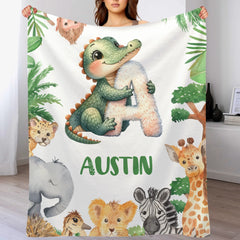 Custom Animal Alphabet Blanket – Personalized Jungle Learning Blanket – Gift for Kids - SDG