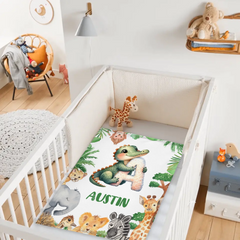 Custom Animal Alphabet Blanket – Personalized Jungle Learning Blanket – Gift for Kids - SDG