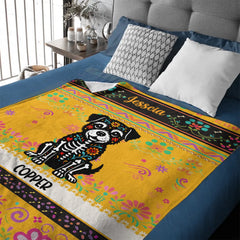 Customized Day Of The Skull Dog Cat Blanket- Personalized Pet And Name - Gift For Pet Lovers, Owners-LOGI
