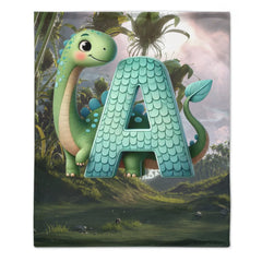 Custom Dinosaur Alphabet Blanket – Personalized Dino Letter Blanket – Gift for Kids & Toddlers - SDG