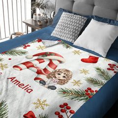 Customized Christmas Blanket - Personalized Character, Initial and Name - Christmas Gifts For Baby, Kid, Friend, Family -SDG
