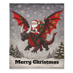 Customized Santa Claus Riding A Dragon Blanket - Personalized Text - Christmas Gift - SDG