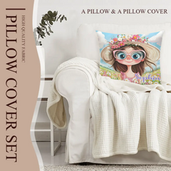 Customized Quirky Flower Girl Pillow - Personalized Name - Gift for Girls, Friends-LOGI