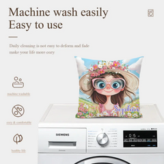 Customized Quirky Flower Girl Pillow - Personalized Name - Gift for Girls, Friends-LOGI