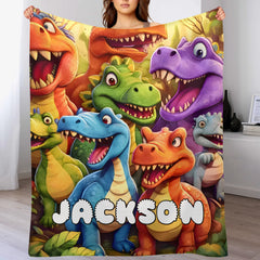 Customized Cute Dinosaur Blanket - Personalized Name - Gift For Kids, Children-SDG
