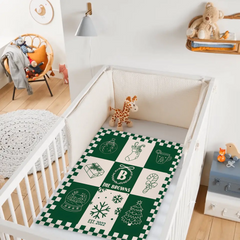 Customized Cartoon Line Jigsaw Blanket- Personalized Name and Year Christmas Blanket - Christmas Gift For Kids, Children