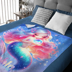 🧜♀️ Personalized Mermaid Blanket Set for Girls,Kids/Toddlers Blanket for Kindergarten & Elementary - SDG