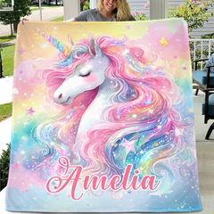 Dreamy Unicorn Blanket - Personalized Blanket - Gift for Girls - SDG
