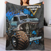 Custom Shark Truck Blanket – Personalized Monster Jam Blanket – Gift for Boys