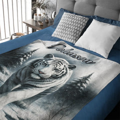 Customized Forest Tiger Blanket - Personalized Name - Gift For Tiger Lovers