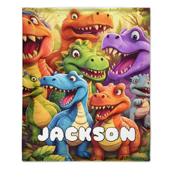 Customized Cute Dinosaur Blanket - Personalized Name - Gift For Kids, Children-LOGI