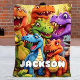 Customized Cute Dinosaur Blanket - Personalized Name - Gift For Kids, Children-LOGI