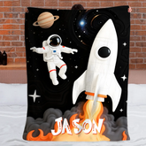 Custom Space Astronaut Blanket – Personalized Rocket Galaxy Throw