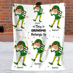 This Grandma Belongs To Kids Customized Blanket - Personalized Unload Photos And Name - Gift For Grandparents, Family