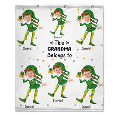 This Grandma Belongs To Kids Customized Blanket - Personalized Unload Photos And Name - Gift For Grandparents, Family