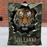 Custom Tiger Blanket – Personalized Jungle Tiger 3D Effect Throw – Gift for Kids & Teens