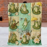 Custom Love Frogs Blanket – Personalized Name – Gift For Frog lovers