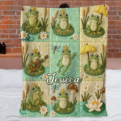 Custom Love Frogs Blanket – Personalized Name – Gift For Frog lovers, Children