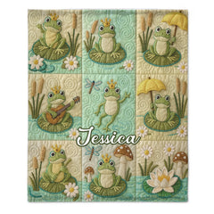Custom Love Frogs Blanket – Personalized Name – Gift For Frog lovers, Children