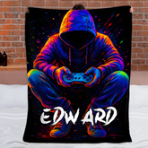 Customized Gaming Controller Blanket - Personalized Name - Gifts For Him, Her, Game Lovers