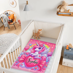 Customized Dreamy Pink Unicorn Blanket - Personalized Name - Gifts For Girls, Unicorn Lovers